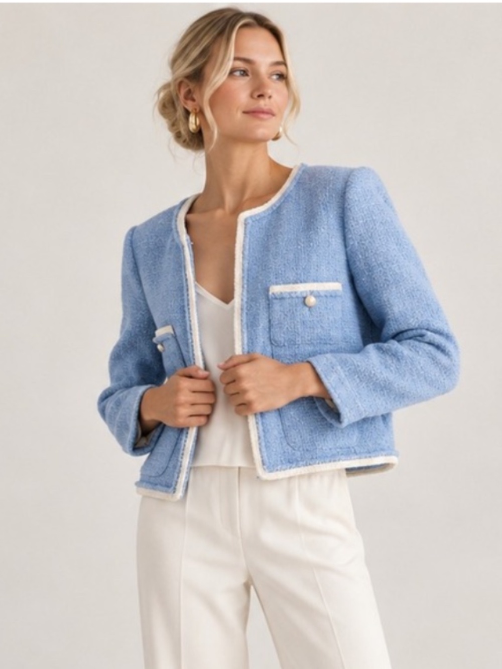 J.CREW Frances Lady Jacket in Maritime Tweed Wool Blend Blue Women’s Size 12